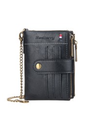 Retro Genuine Leather Men Wallet Fashion Zipper Soft PU Passport Passport Cover Coin Purse Credit Card Holder Short Slim Wallet for Men