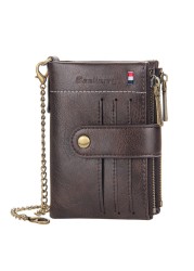 Retro Genuine Leather Men Wallet Fashion Zipper Soft PU Passport Passport Cover Coin Purse Credit Card Holder Short Slim Wallet for Men