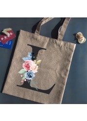 BLESS Women Shopping Bag Anime Letter Chain Handbag Folding Reusable Canvas Shopper Harajuku Pattern Bag Burlap Canvas Tote Bag