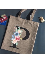 BLESS Women Shopping Bag Anime Letter Chain Handbag Folding Reusable Canvas Shopper Harajuku Pattern Bag Burlap Canvas Tote Bag