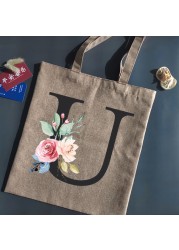 BLESS Women Shopping Bag Anime Letter Chain Handbag Folding Reusable Canvas Shopper Harajuku Pattern Bag Burlap Canvas Tote Bag