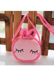 Lovely Children Coin Purse Cartoon Plush Messenger Bags Cute Animal Panda Cat Rabbit Fluffy Kid Kindergarten Cross Body Bag