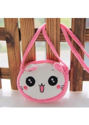 Lovely Children Coin Purse Cartoon Plush Messenger Bags Cute Animal Panda Cat Rabbit Fluffy Kid Kindergarten Cross Body Bag