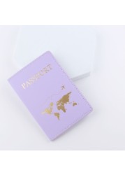 831A Simple Fashion Passport Holder World Map Thin Slim Personality Travel Wallet Gift PU Leather Card Holder Cover Unisex