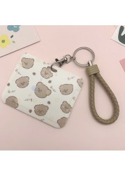 New Women Card Holder Lanyard ID Badge Card Holders Girls Cute Bear Bank Certificate Photocard Name Card Cover Female