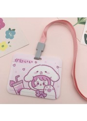 New Women Card Holder Lanyard ID Badge Card Holders Girls Cute Bear Bank Certificate Photocard Name Card Cover Female