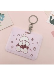 New Women Card Holder Lanyard ID Badge Card Holders Girls Cute Bear Bank Certificate Photocard Name Card Cover Female