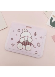 New Women Card Holder Lanyard ID Badge Card Holders Girls Cute Bear Bank Certificate Photocard Name Card Cover Female