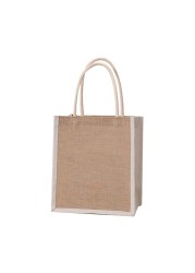 Jute Tote Bags Burlap Handbag Reusable Beach Grocery Shopping Bag With Handle Large Capacity For Women Girls