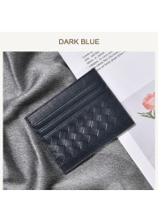 100% Leather Credit Card Men Ultra-thin Brand Business Card Multiple Card Slots Anti Degaussing Simple Women Card Bags