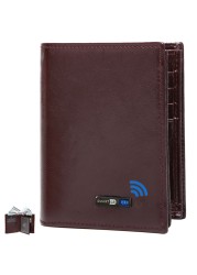 Bluetooth Smart Wallet Compatible Anti-lost Genuine Leather Men Wallets Card Holder Wallet Finder Gifts Free Engraving