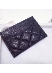 High Quality New Caviar Credit Card Holder Women Card Wallet Real Leather Small Wallet Free Shipping