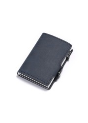 Carbon Fiber Rfid Credit Card Holder Men Leather Wallets Business Credit Bank Card Holder Case Tarjetero Hombre id Badge Holder