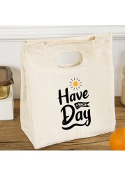 Today is Good Today Printing Reusable Lunch Bags Children Thermal Box Large Capacity Travel Portable Picnic Pouch Eco Handbags