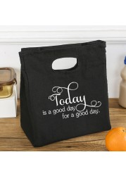 Today is Good Today Printing Reusable Lunch Bags Children Thermal Box Large Capacity Travel Portable Picnic Pouch Eco Handbags