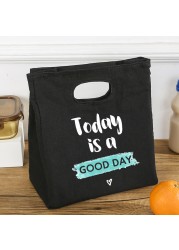 Today is Good Today Printing Reusable Lunch Bags Children Thermal Box Large Capacity Travel Portable Picnic Pouch Eco Handbags