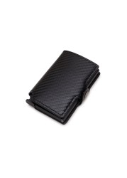 DIENQI - Carbon Fiber Leather Anti RFID Wallet For Men Women Slim Mini Wallet Card Holder