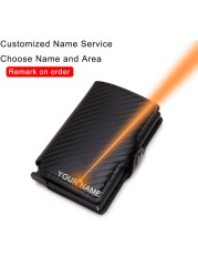 DIENQI - Carbon Fiber Leather Anti RFID Wallet For Men Women Slim Mini Wallet Card Holder