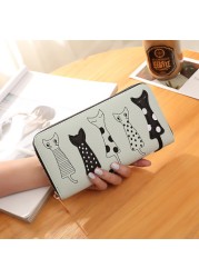 Women Cat Cartoon Luxury Wallet High Quality Creative Female Card Holder Casual Zip Ladies Clutch PU Leather Coin Purse 179Q