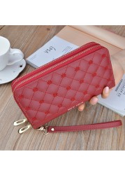 Long Wallet Double Zipper Crown Embroidery Thread Wallet Women Multi Cards Fashion Wild Mobile Phone Bag Wallets 785