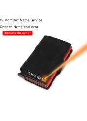 DIENQI Customize Anti RFID Credit Card Holder Men Metal Smart Slim Wallet Bank Credit Card Holder With Name Dropshipping