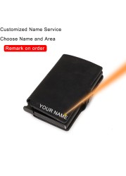 DIENQI Customize Anti RFID Credit Card Holder Men Metal Smart Slim Wallet Bank Credit Card Holder With Name Dropshipping