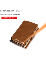 DIENQI Customize Anti RFID Credit Card Holder Men Metal Smart Slim Wallet Bank Credit Card Holder With Name Dropshipping