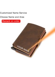 DIENQI Customize Anti RFID Credit Card Holder Men Metal Smart Slim Wallet Bank Credit Card Holder With Name Dropshipping