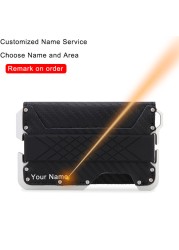 DIENQI RFID Carbon Fiber Card Holder Men Slim Small Size Wallet Leather Tactical Bank Credit Card Holder Male Smart Badge Holder