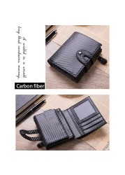 DIENQI - Large Credit Card Holder, Carbon Fiber Card Holder, Anti-magnetic, with RFID Lock, Minimal Security, Coin