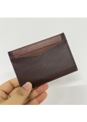 Free Custom Leather Card Case 100% Cowhide Credit Card Holder Mini Wallet Men Women Pocket Card Wallet With 6 Card Slots