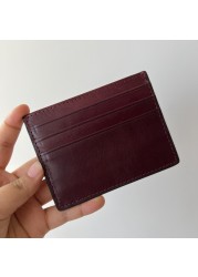 Free Custom Leather Card Case 100% Cowhide Credit Card Holder Mini Wallet Men Women Pocket Card Wallet With 6 Card Slots