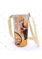 Devil Blade Cartoon Anime Peripheral PU Cup Cover Demon Slayer Kimetsu no Yaiba Kamado Nezuko Student Children Kids Kettle Bag