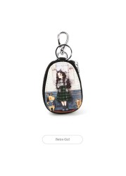 Cartoon Key Bag Women Girl Students PU Leather Key Case Car Key Chain Cover Fashion Lovely Zipper Holder