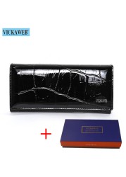 Genuine Leather Long Wallet With Magnetic Closure For Women Free Gift Fashion Wallet