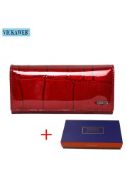 Genuine Leather Long Wallet With Magnetic Closure For Women Free Gift Fashion Wallet