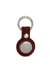 Airtag Tracker Keychain Genuine Leather Airtag Case Student Key Pet Anti-lost Locator Protective Sleeve Retro Cowhide Small Gift