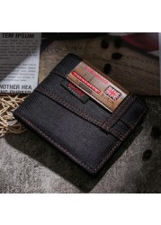 New men's wallet 2pcs quality short male purses denim men's business wallet card holder man purse coin bag zipper gift for men