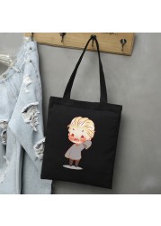 Draco Malfoy Shopping Bags Shopper Travel Bags Canvas Woman Tote Mom Designer Canvas Bags Cheap Printed Shopping Tote