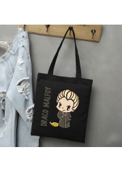 Draco Malfoy Shopping Bags Shopper Travel Bags Canvas Woman Tote Mom Designer Canvas Bags Cheap Printed Shopping Tote