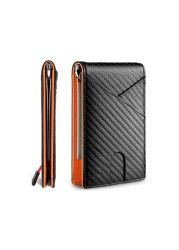 DIENQI Carbon Fiber RFID Men Wallets Money Bag Slim Thin Card Wallet Men Luxury Male Small Short Wallet Bi-fold Vallet Billfold