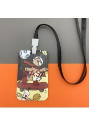 Cartoon Men Cool Boy Girl ID Credit Card Holder Bank Students Bus Card Case Hand Rope Baby Visit Door Card ID Badge Cover