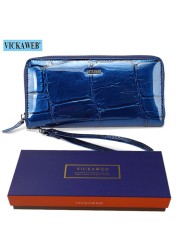 Free gift women leather wallets female wrist purse ladies long zipper clutch fashion patent coin pocket