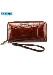 Free gift women leather wallets female wrist purse ladies long zipper clutch fashion patent coin pocket