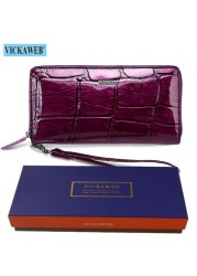 Free gift women leather wallets female wrist purse ladies long zipper clutch fashion patent coin pocket