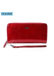 Free gift women leather wallets female wrist purse ladies long zipper clutch fashion patent coin pocket