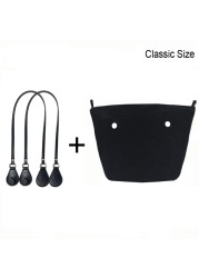 1 Set Lining Fabric Insert Interior Pocket with 85cm Obag Long Handles Microfiber Leather Handles for Classic Small O Bag Accessories