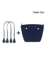 1 Set Lining Fabric Insert Interior Pocket with 85cm Obag Long Handles Microfiber Leather Handles for Classic Small O Bag Accessories