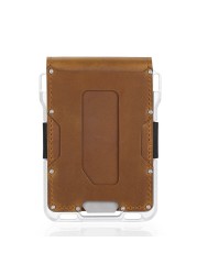 SEMORID Genuine Leather Skin Rfid Credit Card Holder Metal Men Wallets 2021 Badge Pilot Card Holder Small Size Card Wallet