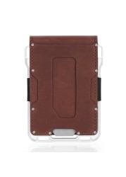 SEMORID Genuine Leather Skin Rfid Credit Card Holder Metal Men Wallets 2021 Badge Pilot Card Holder Small Size Card Wallet